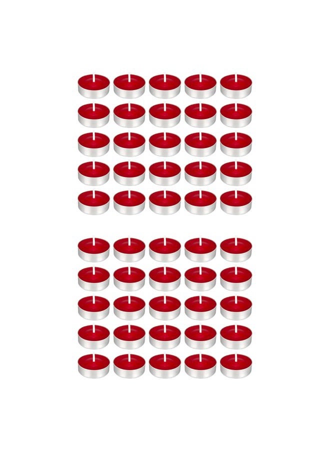 Mega Candles 50 pcs Unscented Red Tea Lights Candle, Pressed Wax Candles 3.5 Hour Burn Time, for Home Décor, Wedding Receptions, Baby Showers, Birthdays, Celebrations, Party Favors & More - Image 1