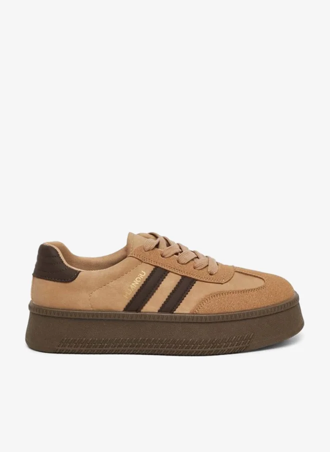 Styli Active Women Beige Platform Sneakers