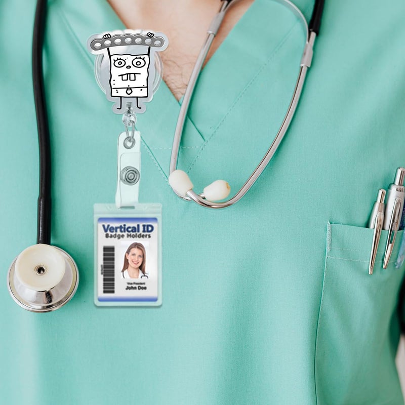 963RW Funny Badge Reel Nurse ID Retractable Badge Holder with Acrylic Clip, Cute Nurse Accessory for ICU, RN, MD, Critical Care, Healthcare - Image 3