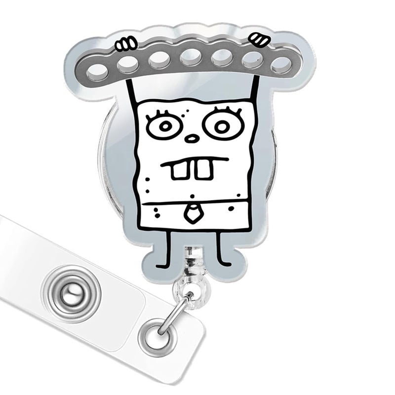 963RW Funny Badge Reel Nurse ID Retractable Badge Holder with Acrylic Clip, Cute Nurse Accessory for ICU, RN, MD, Critical Care, Healthcare - Image 1