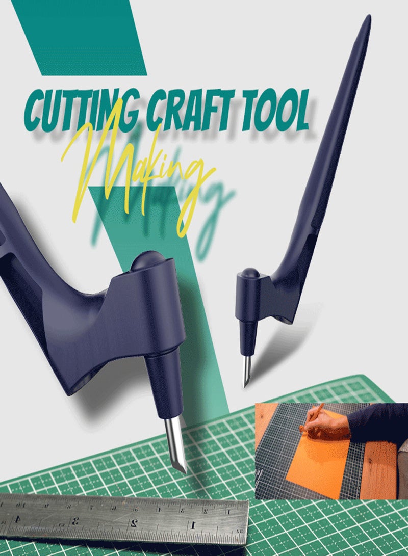 Stainless Steel Craft Knife Precision Craft Cutting Tools 360 Degree Rotating Handheld Craft Cutter with Three Different Angle Replacement Blades 15°/30°/45° for Hobby Arts Craft Scrapbook - Image 2