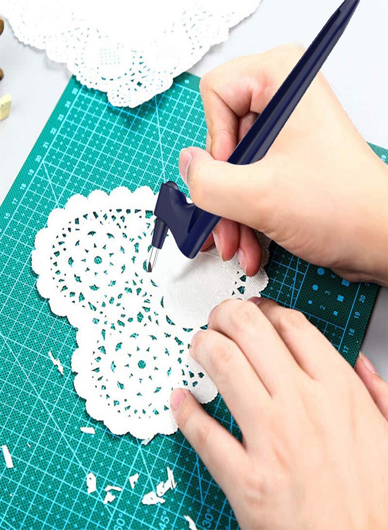 Stainless Steel Craft Knife Precision Craft Cutting Tools 360 Degree Rotating Handheld Craft Cutter with Three Different Angle Replacement Blades 15°/30°/45° for Hobby Arts Craft Scrapbook - Image 3