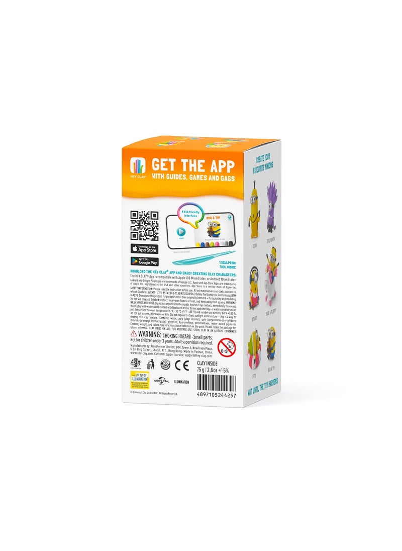 HEY CLAY - Minions Bob & Tim Colourful modelling air-dry clay, 5 cans with fun interactive app for kids 3 years + - Image 1