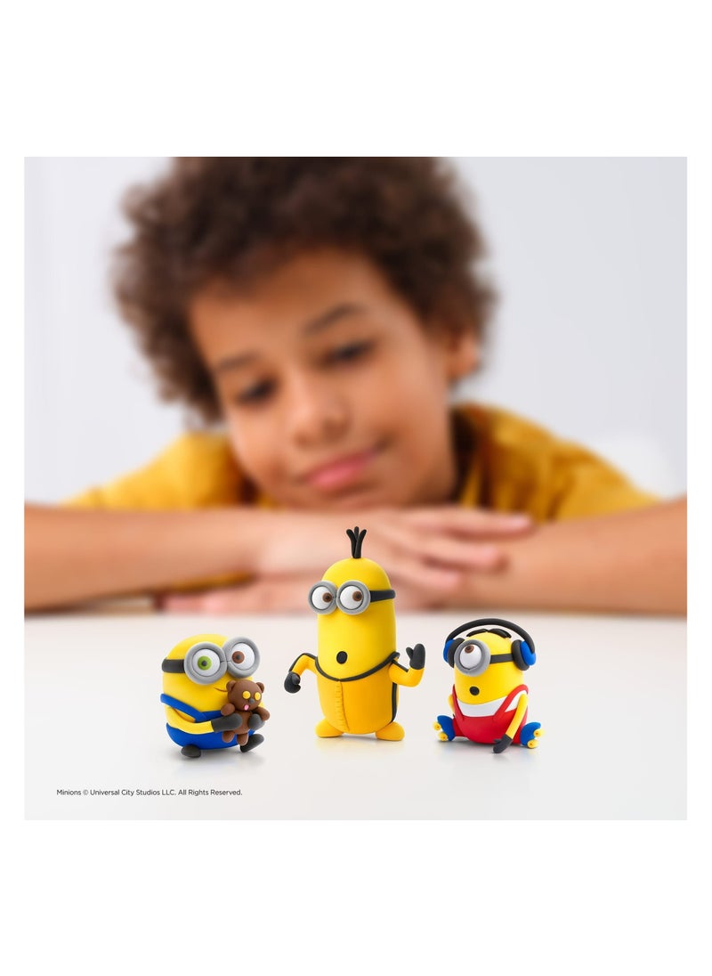 HEY CLAY - Minions Bob & Tim Colourful modelling air-dry clay, 5 cans with fun interactive app for kids 3 years + - Image 1