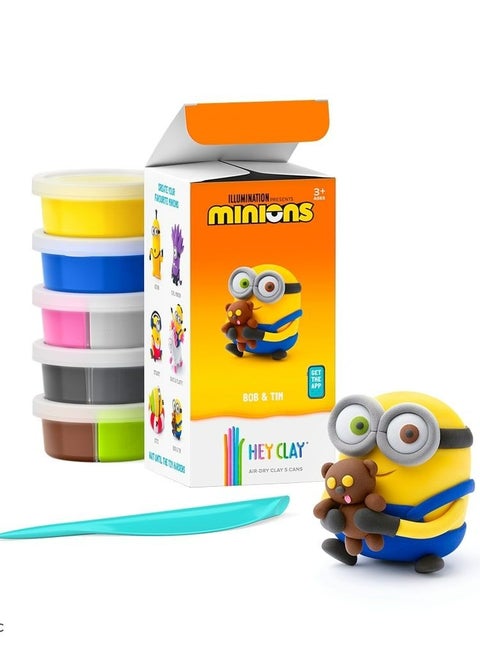 Minions Bob & Tim Colourful modelling air-dry clay, 5 cans with fun interactive app for kids 3 years +