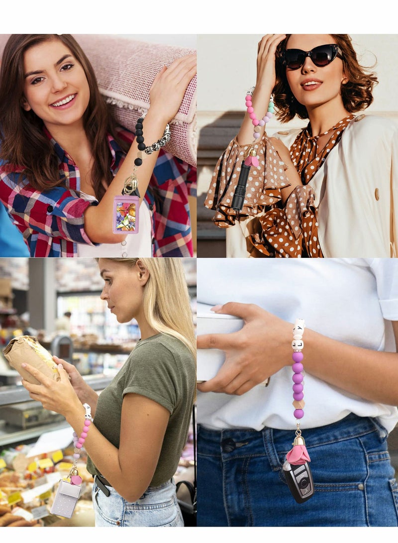 Excefore Silicone Beads for Keychain Making, Key Ring Bracelet Womens Wristlet Car Keys - Beaded Bangle Chains with Leather Tassel Gifts - Image 2