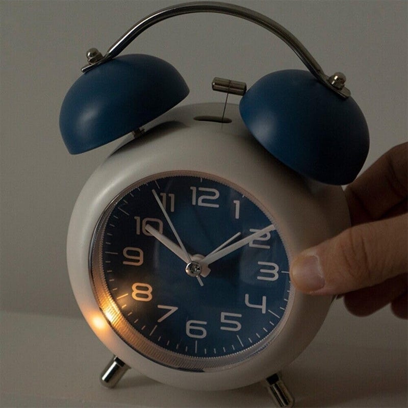 Invite Enterprise Invite Classic Retro Double Bell Alarm Clock Silent Motion High Volume Bedside Luminous Alarm Suitable for Students and Childrens Study Bedroom Cute Alarm Clock Color Blue - Image 3