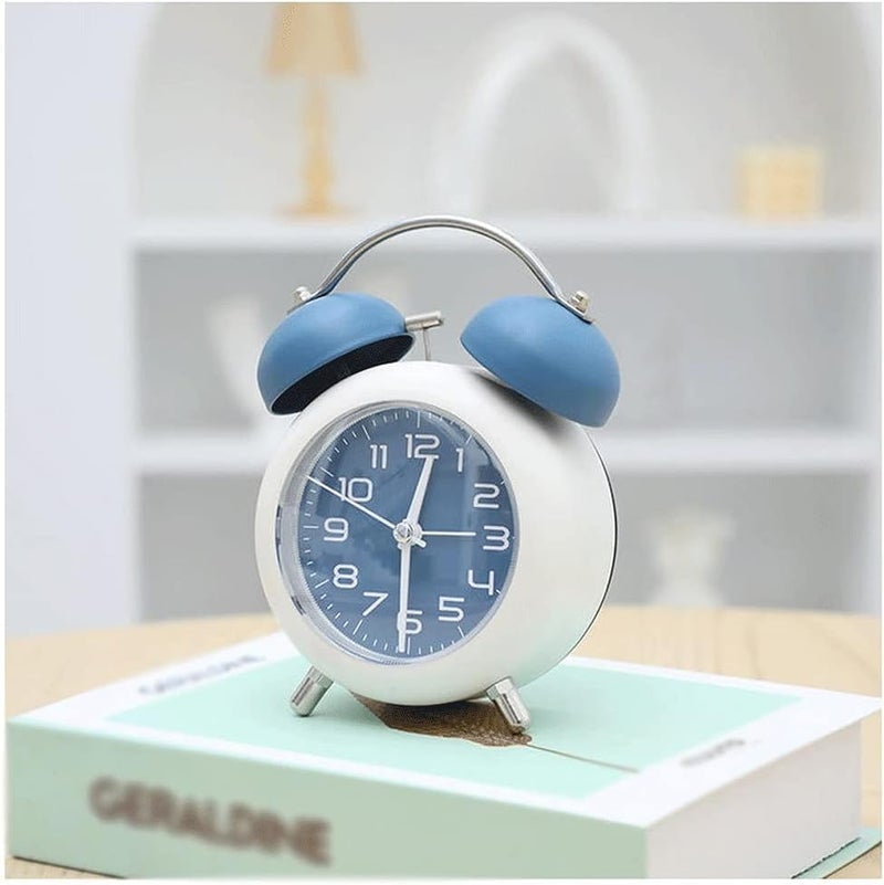 Invite Enterprise Invite Classic Retro Double Bell Alarm Clock Silent Motion High Volume Bedside Luminous Alarm Suitable for Students and Childrens Study Bedroom Cute Alarm Clock Color Blue - Image 1