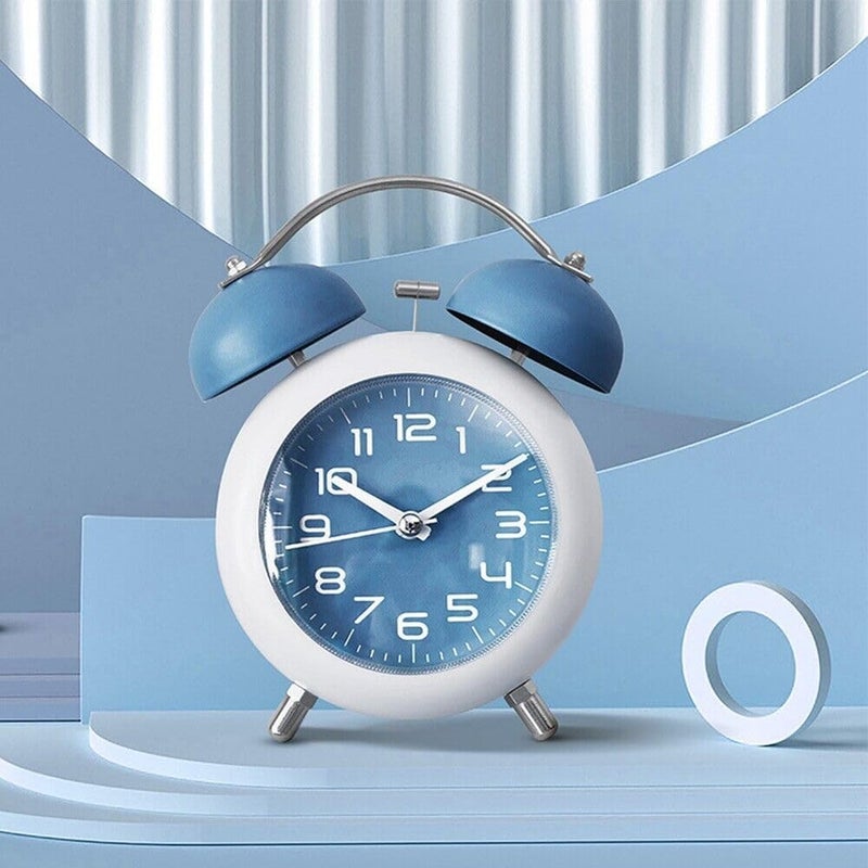 Invite Enterprise Invite Classic Retro Double Bell Alarm Clock Silent Motion High Volume Bedside Luminous Alarm Suitable for Students and Childrens Study Bedroom Cute Alarm Clock Color Blue - Image 2