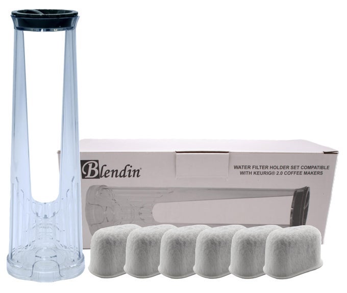 TALL WATER FILTER HOLDER HANDLE REPLACEMENT WITH 6 WATER FILTERS STARTER KIT COMPATIBLE WITH KEURIG 20 COFFEE MAKERS SYSTEM WITH SIDE WATER RESERVOIR