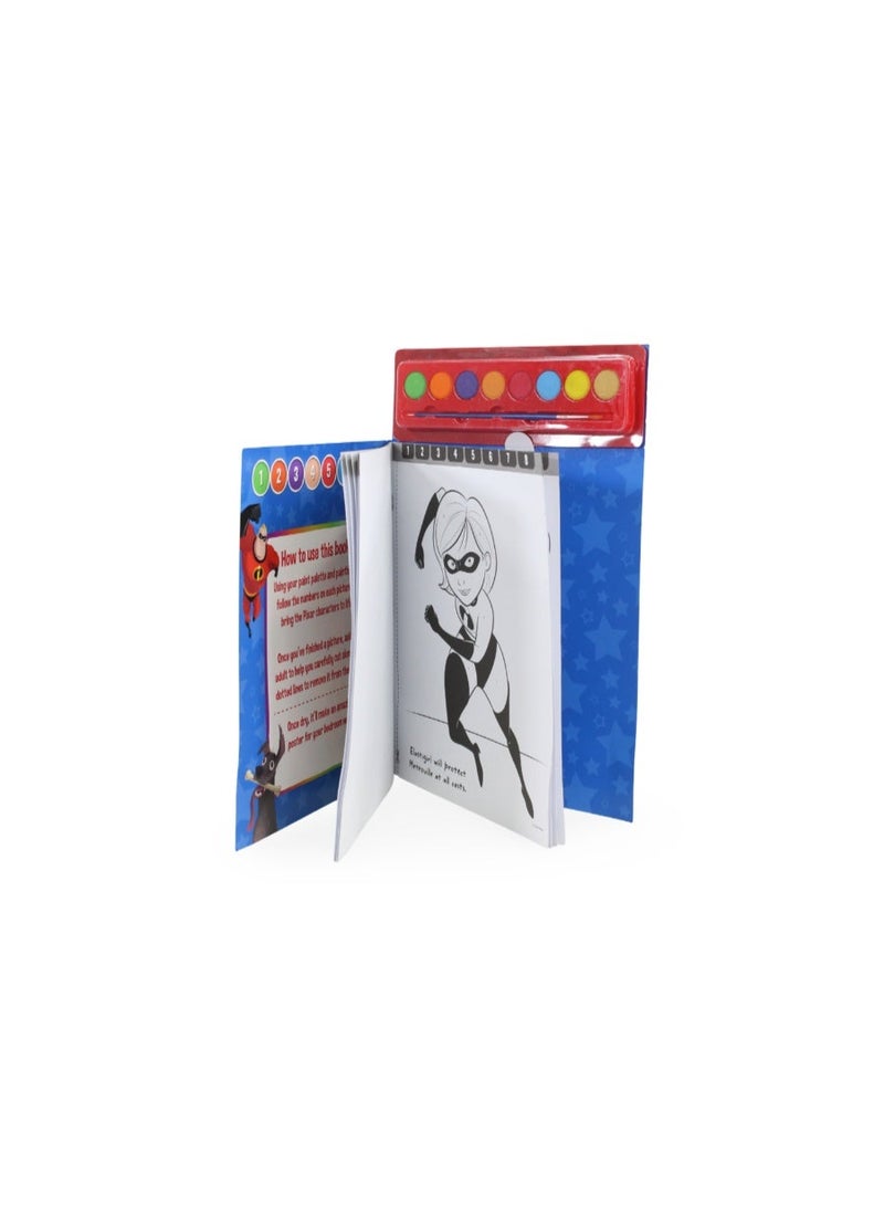 Igloo Books Disney Pixar Paint by Numbers Colouring Book + Watercolour Palette - Image 3