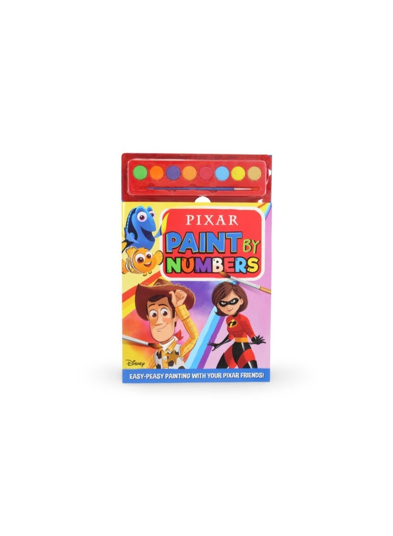 Igloo Books Disney Pixar Paint by Numbers Colouring Book + Watercolour Palette - Image 1