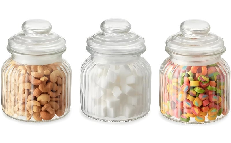 bellemax 500ML Pop Glass Jar and Container With Airtight Silicone Seal Lid, Glass Jars For Kitchen Storage, Food Storage Containers For Spices, Dry Foods, Honey, Aachar (500ML- POP Jars, Set of 3) - Image 1