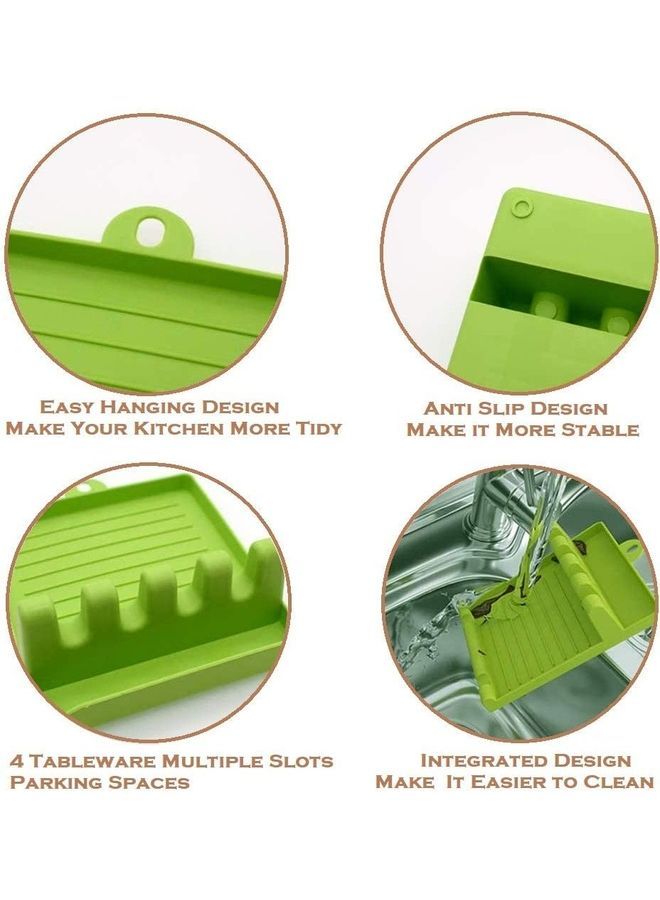نيبمينينت طقم حوامل من السيليكون لأدوات المطبخ - قطعتين أخضر/أبيض One Size - Image 4