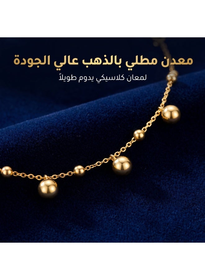 XIXI 18K Gold Plated Beaded Ankle Bracelet for Women, Adjustable Dangle Round Ball Charm Anklet - Image 3
