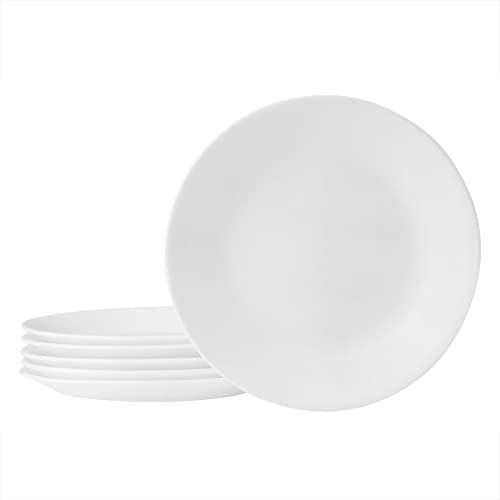 Corelle Vitrelle 6-Piece Salad Appetizer Plate Set Triple Layer Glass and Chip Resistant, 6-3/4-Inch Lightweight Round Plates, Winter Frost White - Image 1