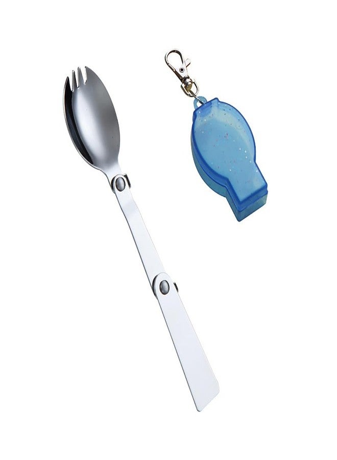 YangQian Folding Camping Spork with Case Portable Spork Keychain Foldable Travel Backpacking Spoon Long Handle Camp Sporks with Storage Box Reusable Pocket Sporks Stainless Steel Collapsible Spoon Utensil - Image 1