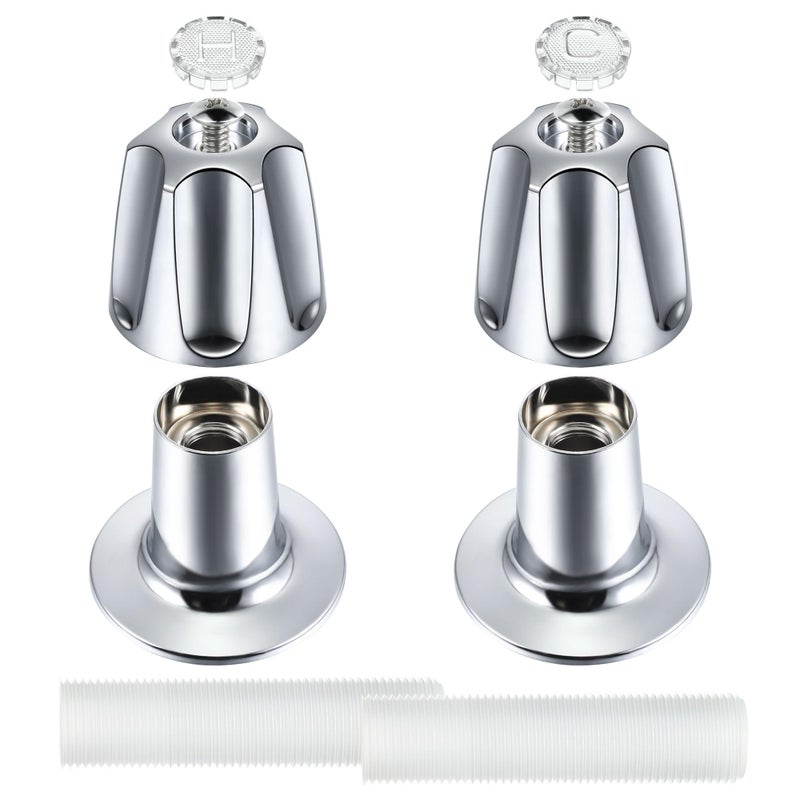Enhon Shower Knobs 2 Piece Replacement Compatible with Pfister Verve Tub Shower Handle Replacement 2 Faucet Handle Trim Kit for 512 inch High 12 Tooth Broach Stem CartridgePolished Chrome - Image 2