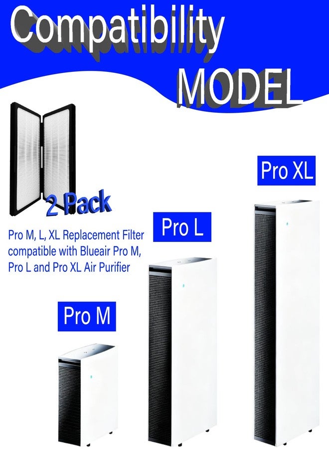 HOMFILBIT 2 Pack Pro M, L, XL Replacement Filter Compatible with Blueair Pro M, Pro L and Pro XL Air Purifier, H13 True HEPA with High-efficiency Activated Carbon - Image 2