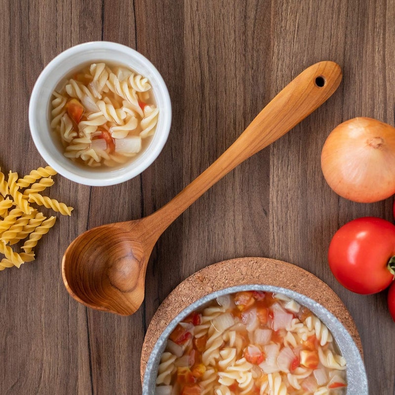FAAY Duck's Tail Ladle - Eco Friendly Teak Wood Kitchen Tool, Hand Carved Unique Grain Server Gravy Ladle - Image 2