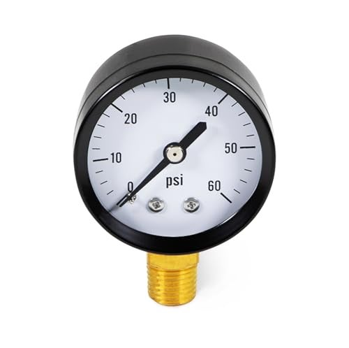 SUPPLYGIANT Supply Giant 2" inch Dial Utility Dry Water Pressure Gauge, Ideal for Swimming Pool Filter - Spa - Sprinkler - Well Pump - Aquarium - Water Hose, 1/4" NPT Lower Mount Brass Connection, 0-60 Psi - Image 1
