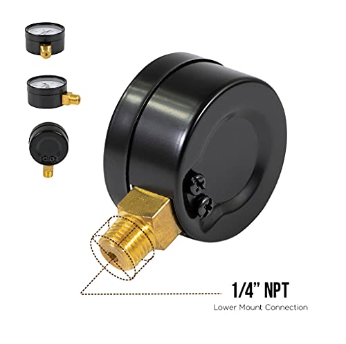 SUPPLYGIANT Supply Giant 2" inch Dial Utility Dry Water Pressure Gauge, Ideal for Swimming Pool Filter - Spa - Sprinkler - Well Pump - Aquarium - Water Hose, 1/4" NPT Lower Mount Brass Connection, 0-60 Psi - Image 4