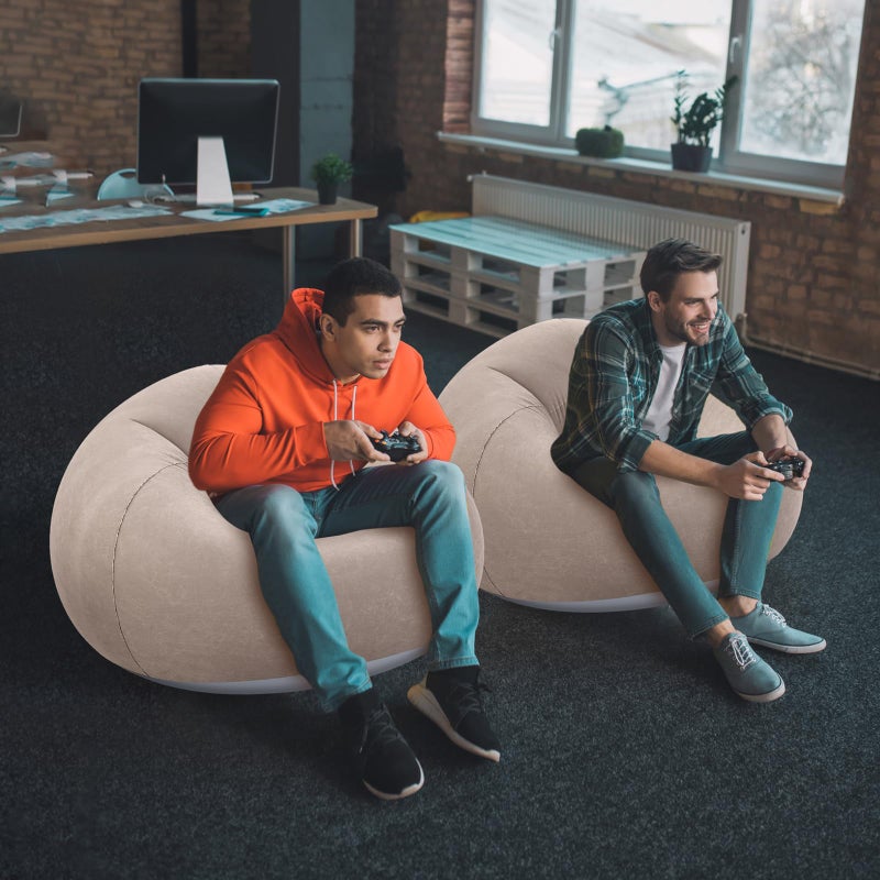 Realspring Inflatable Bean Bag Chairs Outdoor Blow up Camping Chairs Inflatable Lazy Sofa Folding Portable Bean Bag Loungers Couch for Movie Night(Coffee,2 Pcs) - Image 4