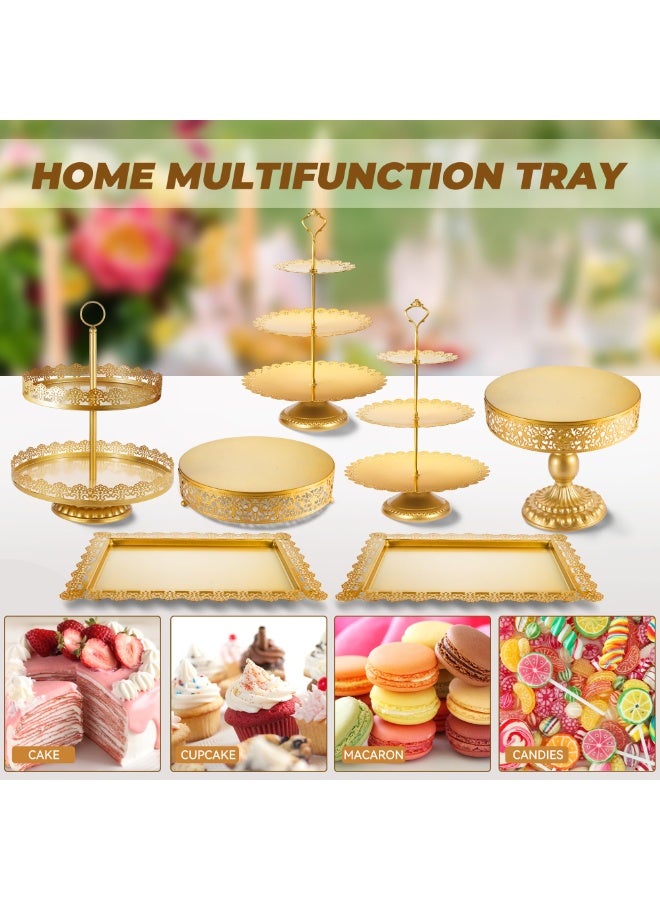 سولاكان حامل كيك معدني ذهبي متعدد الطبقات – منصة عرض حلويات وكب كيك وفواكه وحلوى ودونات للتقديم - Image 5