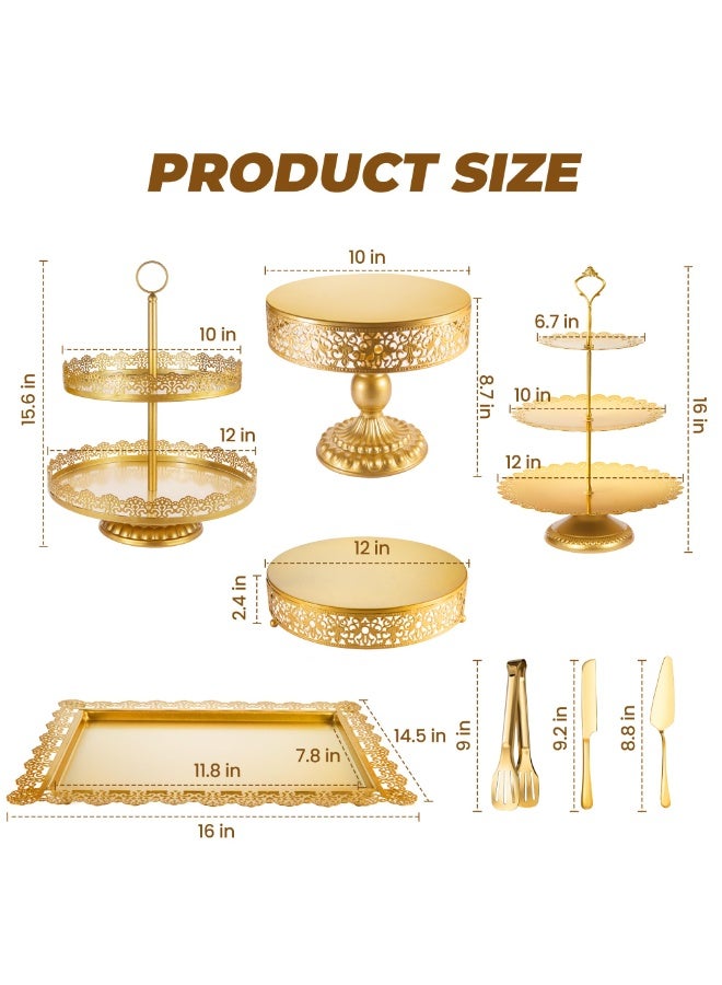 سولاكان حامل كيك معدني ذهبي متعدد الطبقات – منصة عرض حلويات وكب كيك وفواكه وحلوى ودونات للتقديم - Image 2