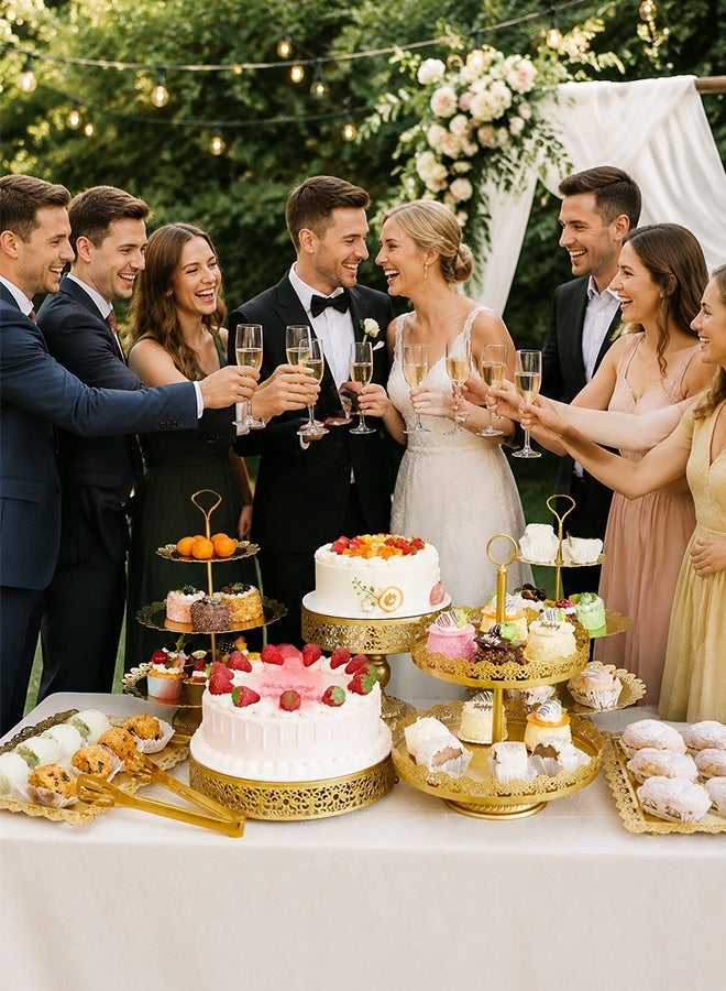 Solerconm Gold Metal Cake Stand Tiered Dessert Display Set – Cupcake, Fruit, Candy & Donut Serving Tower Tray Platter - Image 4