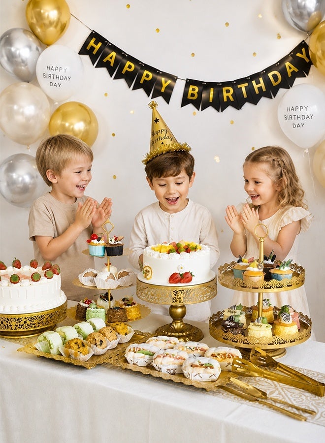 Solerconm Gold Metal Cake Stand Tiered Dessert Display Set – Cupcake, Fruit, Candy & Donut Serving Tower Tray Platter - Image 3