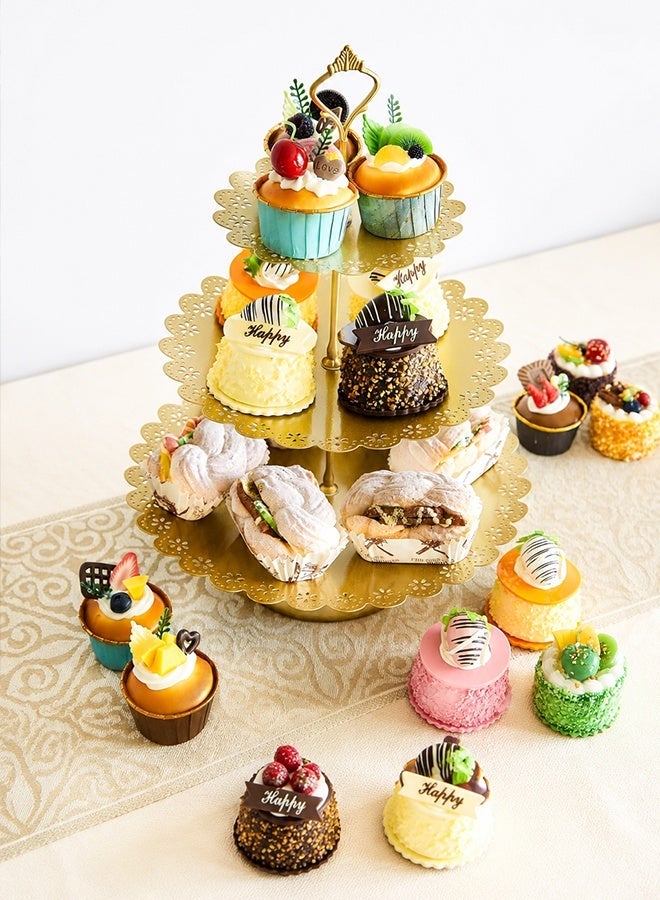 Solerconm Gold Metal Cake Stand Tiered Dessert Display Set – Cupcake, Fruit, Candy & Donut Serving Tower Tray Platter - Image 5