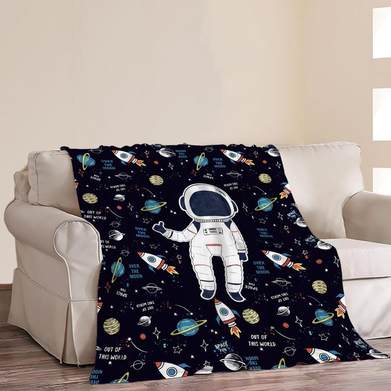 Astronaut Blanket 50" X 60" Ultra-soft Microfiber Flannel - Breathable Year-round Versatile Throw Blanket for Kids Teens Home Office Camping Travel - Image 2