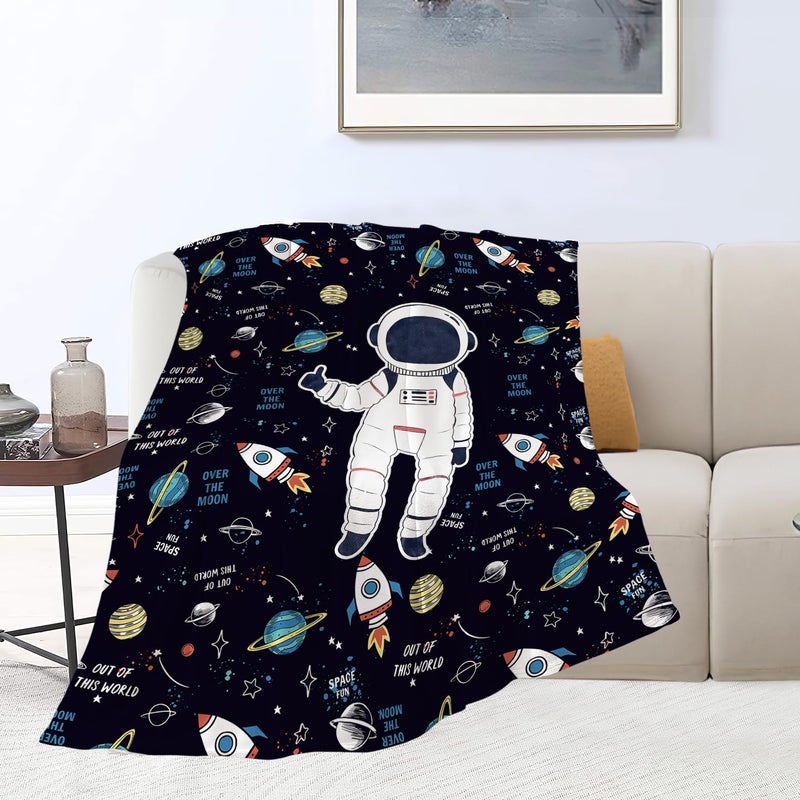 Astronaut Blanket 50" X 60" Ultra-soft Microfiber Flannel - Breathable Year-round Versatile Throw Blanket for Kids Teens Home Office Camping Travel - Image 1