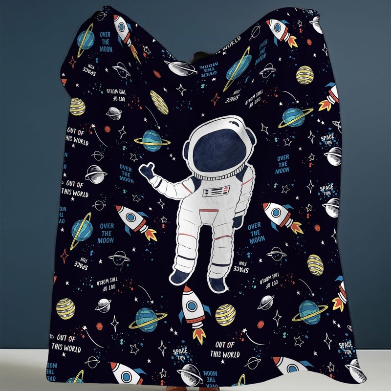 Astronaut Blanket 50" X 60" Ultra-soft Microfiber Flannel - Breathable Year-round Versatile Throw Blanket for Kids Teens Home Office Camping Travel - Image 4