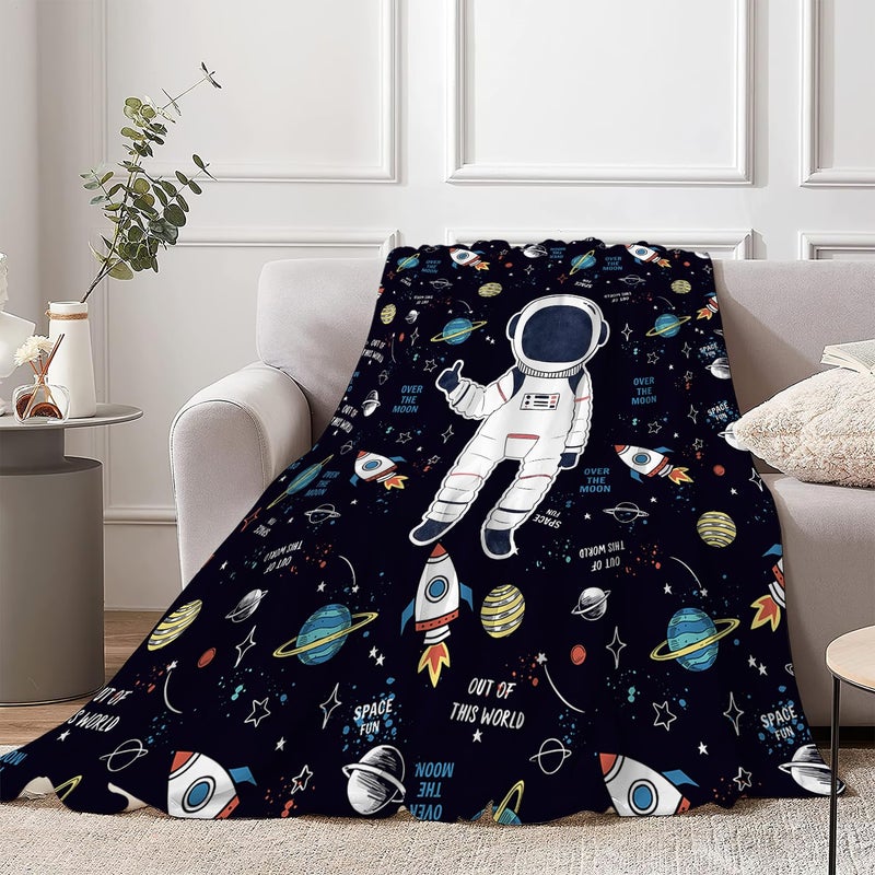 Astronaut Blanket 50" X 60" Ultra-soft Microfiber Flannel - Breathable Year-round Versatile Throw Blanket for Kids Teens Home Office Camping Travel - Image 3