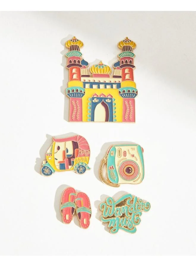 Chumbak Classic Travel India Set Enamel Fridge Magnet - Set of 5