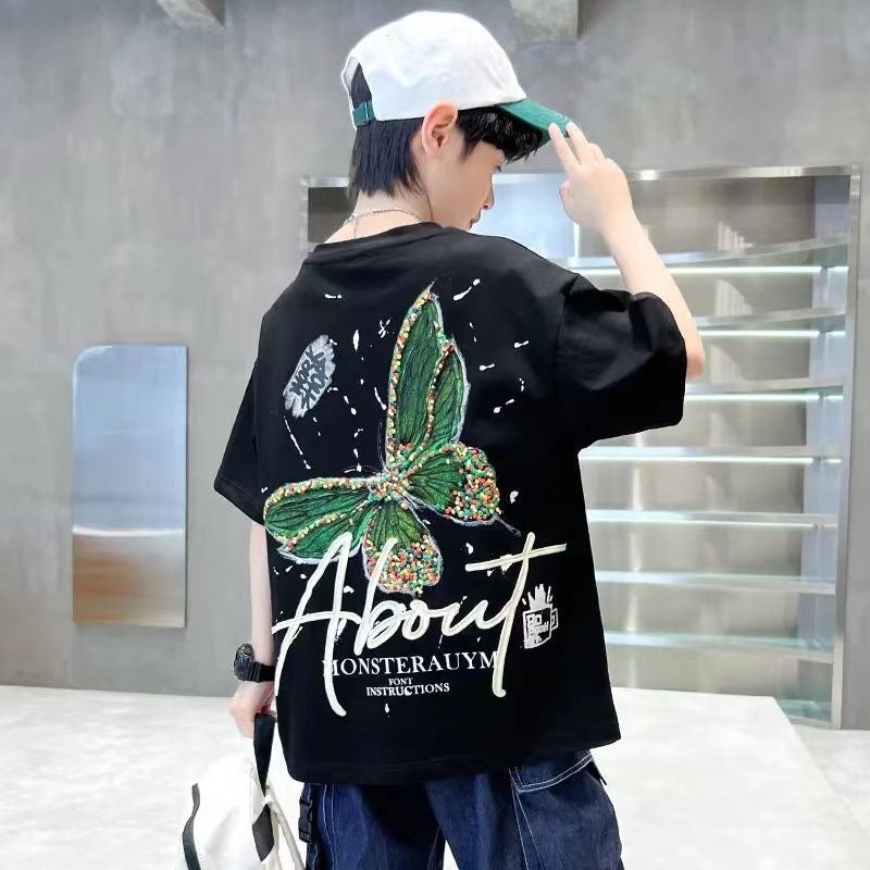 Boys' Summer Pure Cotton T-Shirt 2026 New Short-Sleeve Fashionable Children'S Popular Style For Older Boys Trendy Internet Celebrity Style - Image 3