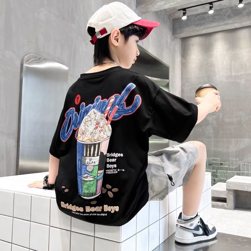 Boys' Summer Pure Cotton T-Shirt 2026 New Short-Sleeve Fashionable Children'S Popular Style For Older Boys Trendy Internet Celebrity Style - Image 4