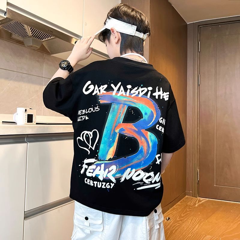 Boys' Summer Pure Cotton T-Shirt 2026 New Short-Sleeve Fashionable Children'S Popular Style For Older Boys Trendy Internet Celebrity Style - Image 5
