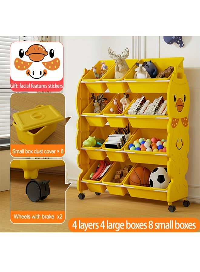 Beauenty 4-Tier Storage Shelf with Drawers, Multi-Style Rolling Organizer with Lid for Toys, Books, and Clothes  Ideal for Rooms & Playrooms - Image 1