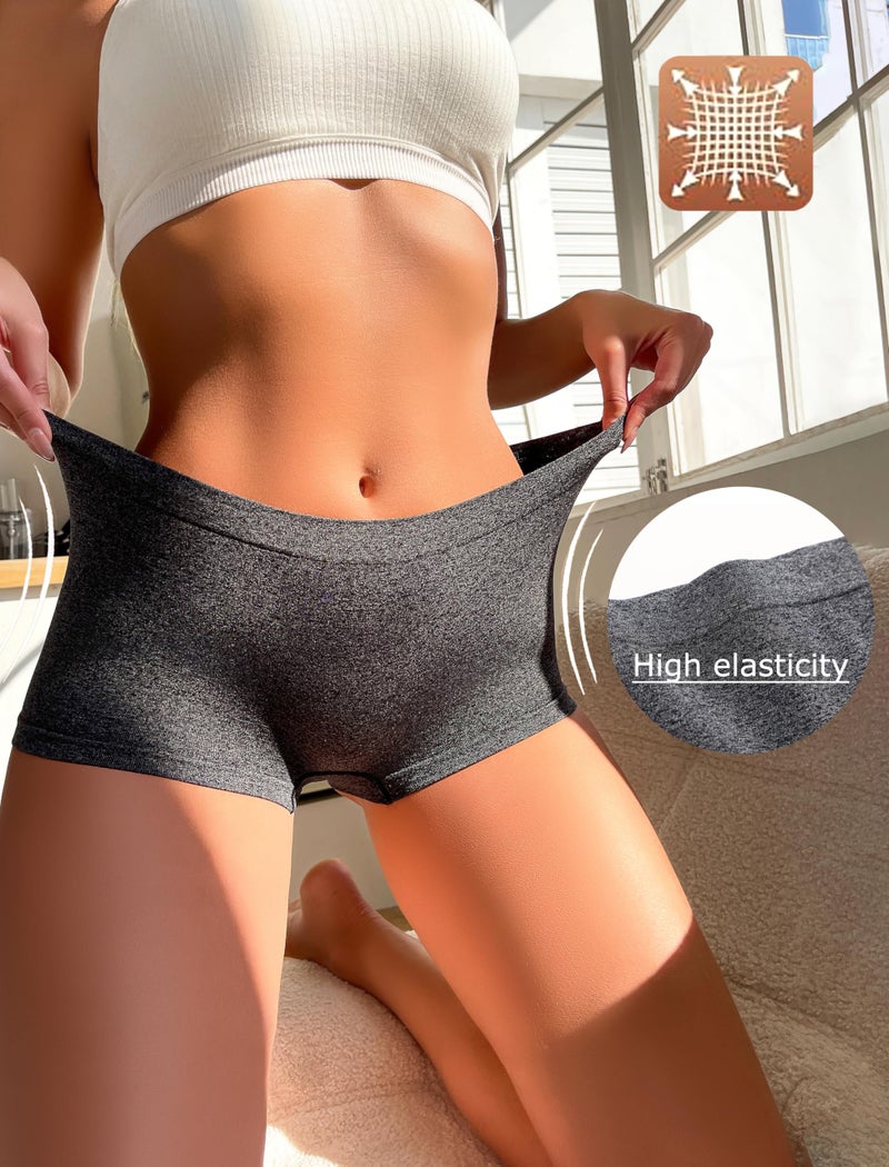 Sth Big Womens Boyshorts Underwear Seamless Boxer Briefs Full Coverage Soft Stretch Panties for Women Shorts Lingerie 4 Pack - Image 4
