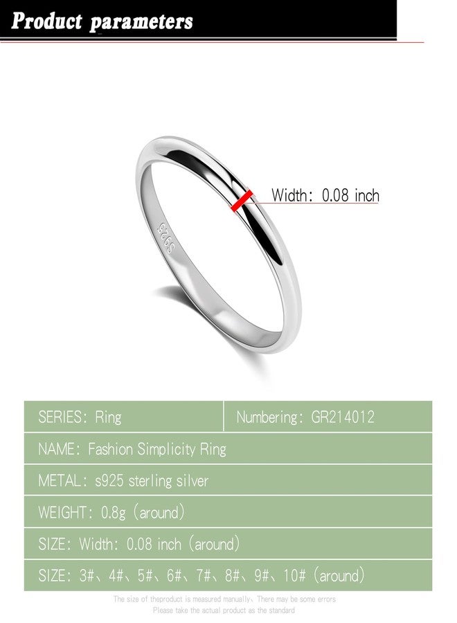 Dankadi Simple Fashion S925 Sterling Silver Ring Smooth Plain Dome Comfort Solid Silver Wedding Ring For Men & Women 3.5 mm 3-13# 24k Real Gold Plated Jewelry, 3, Metal, Cubic Zirconia - Image 3