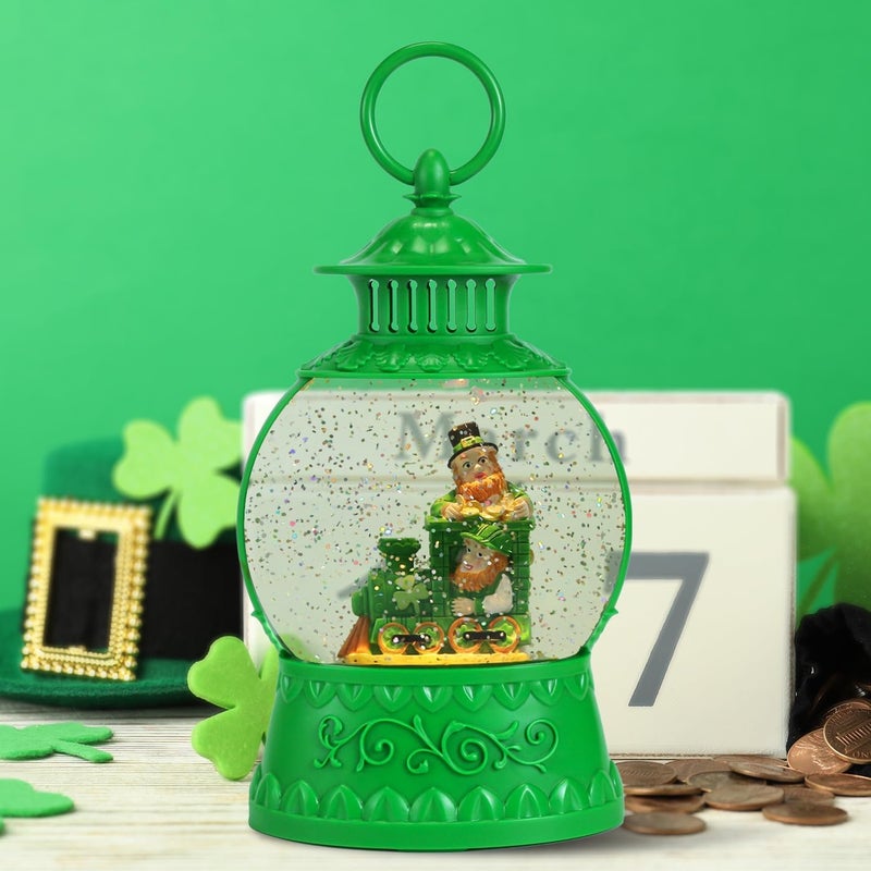 Aixuler St Patricks Day Snow Globe Decor,St Patricks Day Light Up Snow Globe 6H Timer, USB/Battery Operated,St Patricks Day Home Party Decor - Image 1