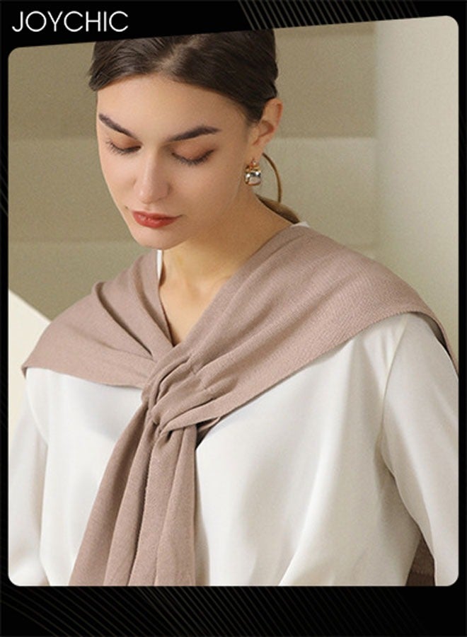 Joychic شال محبوك للنساء بتصميم كوري مزود بتكييف هواء، شال خارجي مزخرف ناعم وسلس لحماية من الشمس في الصيف بلون موحد - Image 2