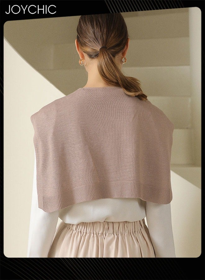 Joychic شال محبوك للنساء بتصميم كوري مزود بتكييف هواء، شال خارجي مزخرف ناعم وسلس لحماية من الشمس في الصيف بلون موحد - Image 4