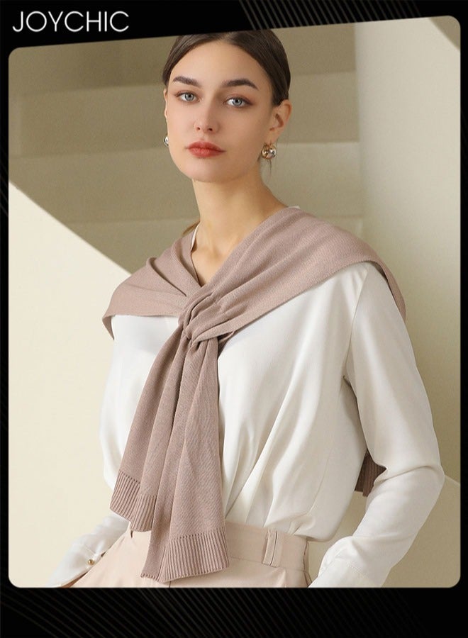 Joychic شال محبوك للنساء بتصميم كوري مزود بتكييف هواء، شال خارجي مزخرف ناعم وسلس لحماية من الشمس في الصيف بلون موحد - Image 1