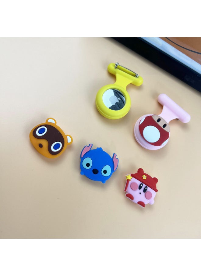Generic - Suitable For Apple For Apple AirTag Anti-lost Silicone Protective Cover Children Positioning Brooch Snap Cute Pin-Color:Black + White-Applicable Model:Q11-2-G5 - Image 1