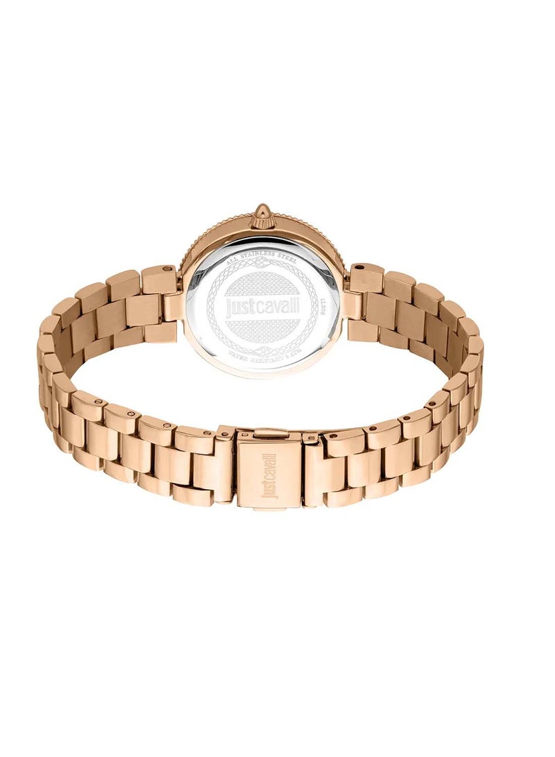 Just Cavalli ساعة يد نسائية دائرية الشكل من الفولاذ المقاوم للصدأ JC1L308M0075 - 30 مم - Image 3