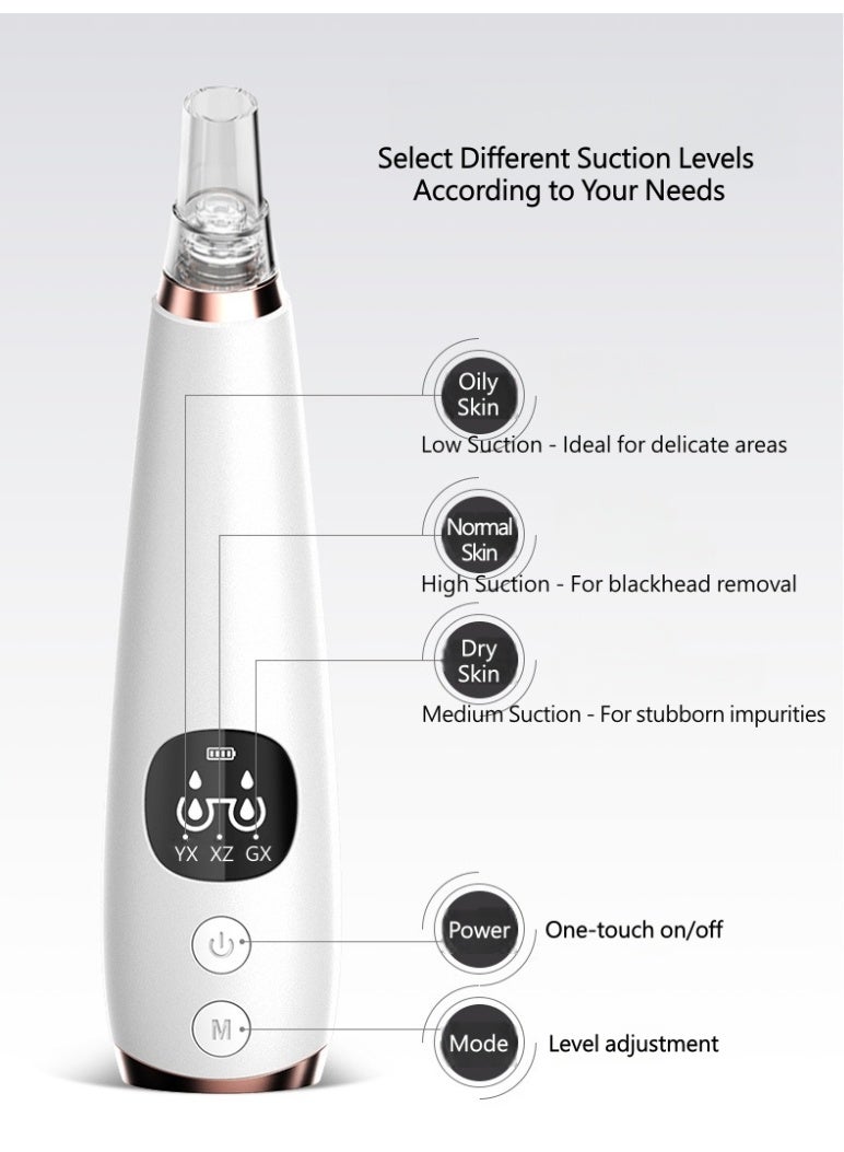 Blackhead Pore Vacuum, 3 Suction Levels, 6 Probes. Electric Acne and Whitehead Extractor for Face and Nose. - Image 4